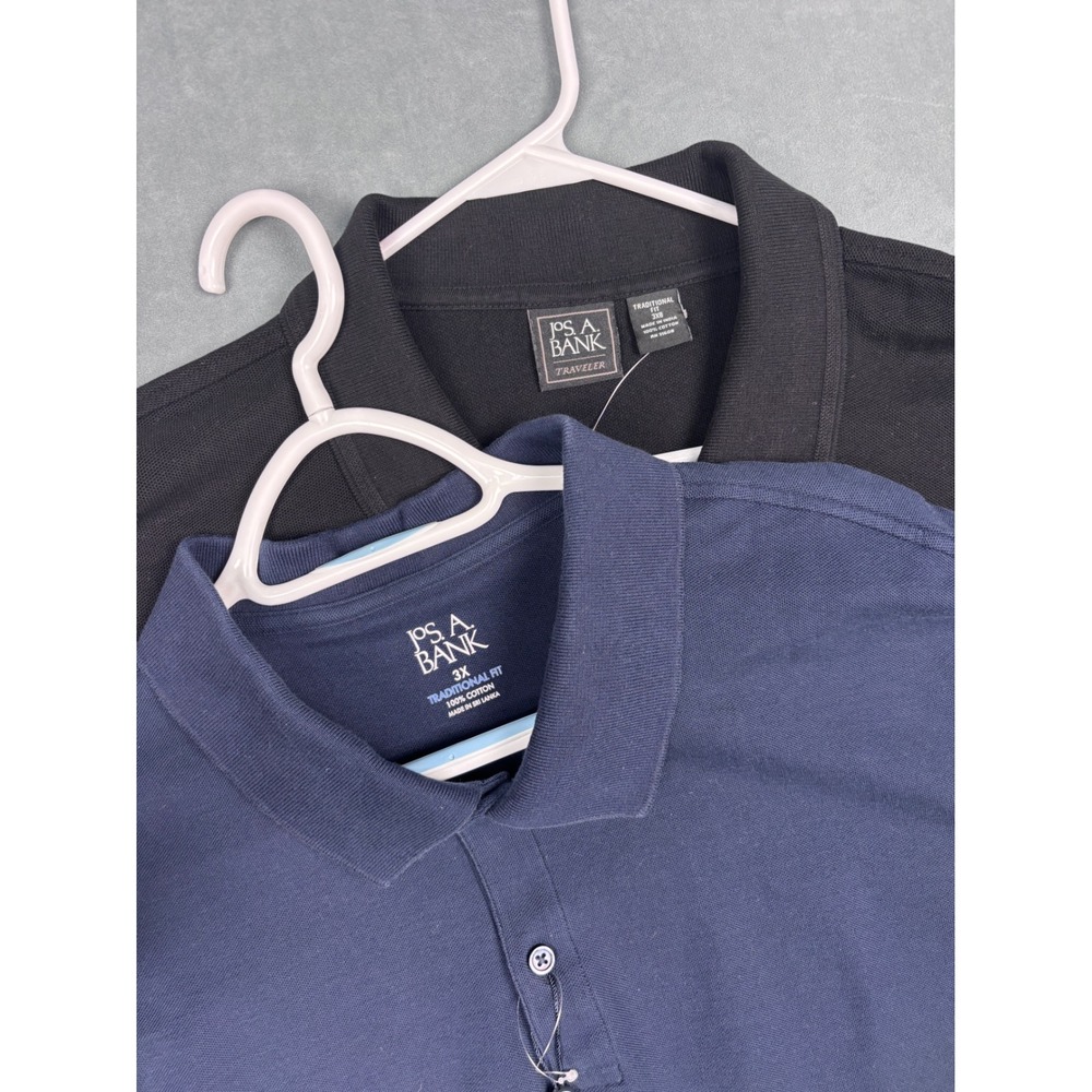 Jos. A. Bank Traveler Polo Shirts Bundle 2pk Mens 3XB Black Navy Traditional Fit
